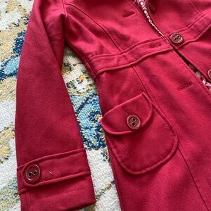 Red Tulle Mid-Length Peacoat